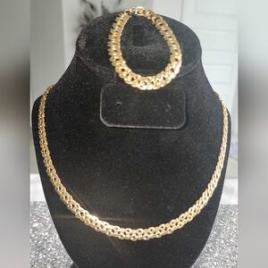 18 kt over sterling necklace and bracelet set